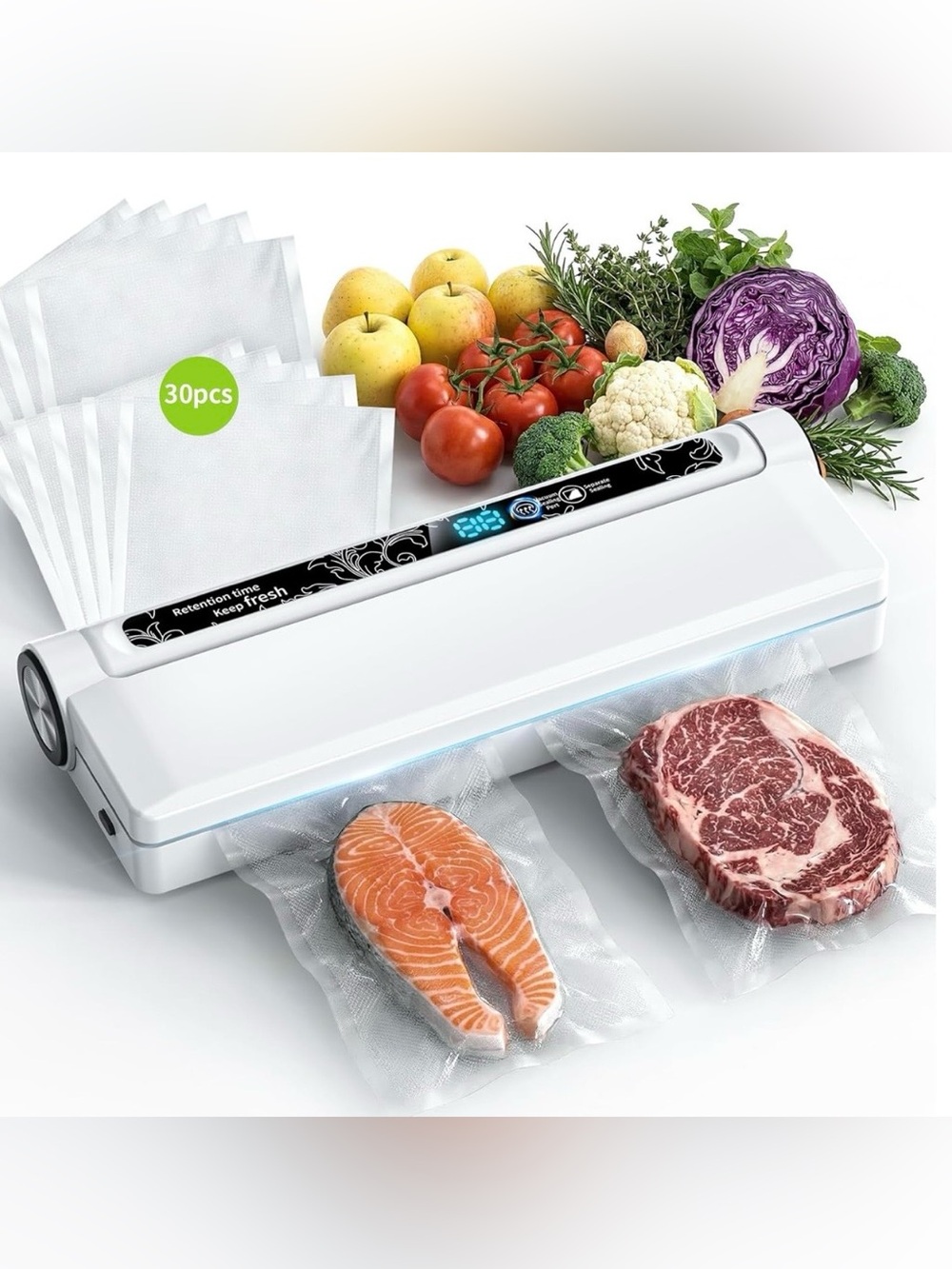 Amazon White Vacuum Sealer with Blue LED Display